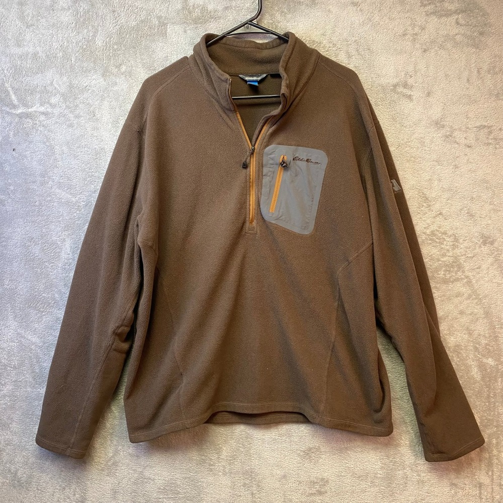 Eddie Bauer First Ascent Polartec Fleece Quarter Zip Brown Mens XL